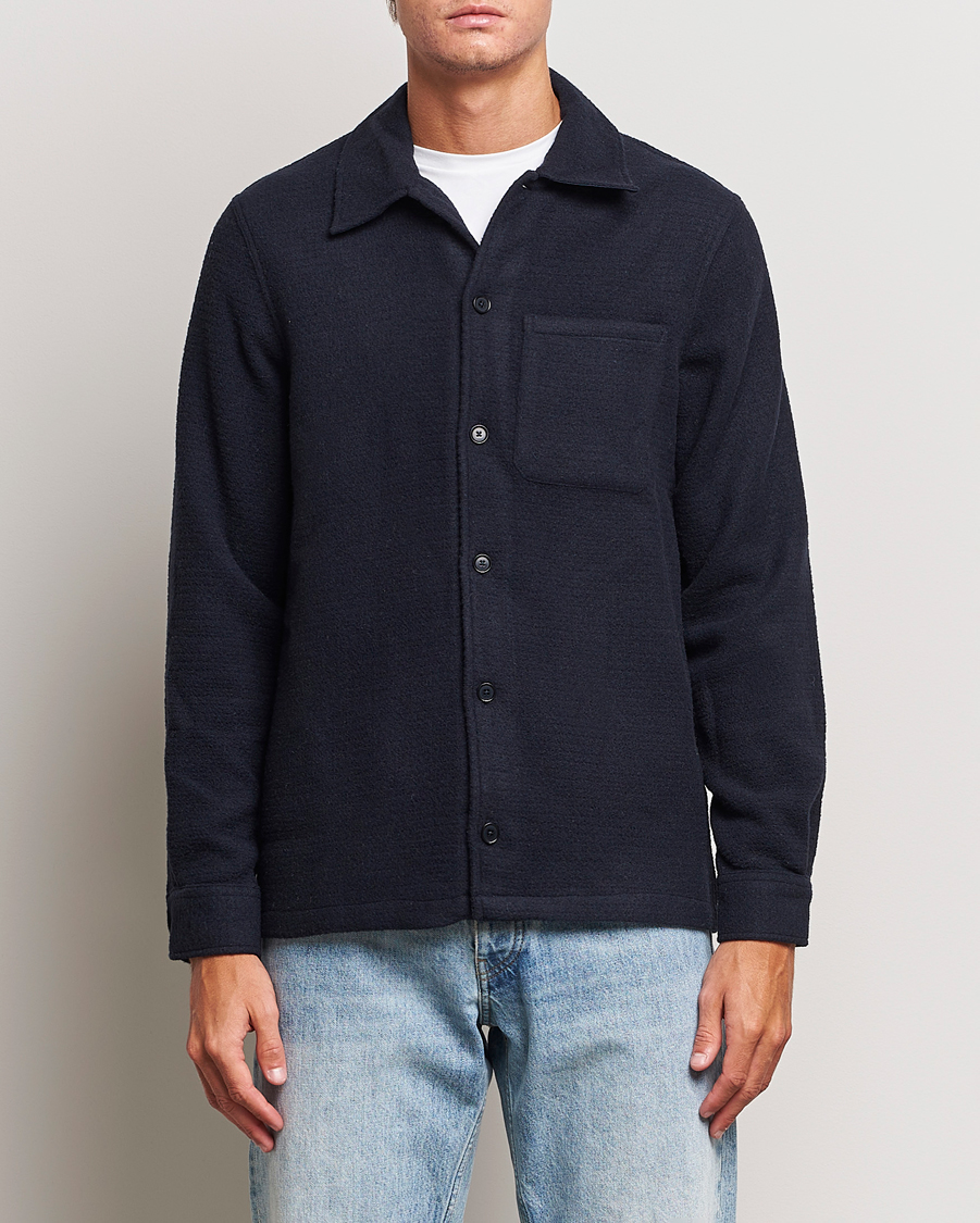 Mies | Kauluspaidat | Samsøe Samsøe | Samsøe & Samsøe Taka Waffle Knitted Overshirt Salute Navy