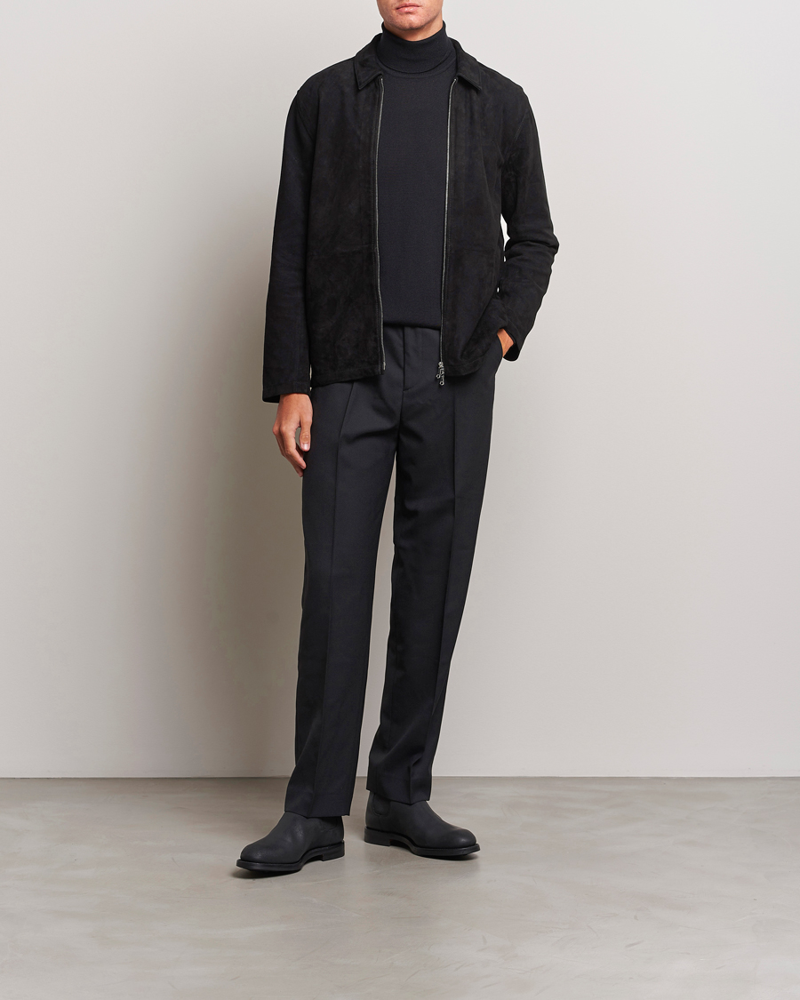 Mies | Takit | J.Lindeberg | Jonah Suede Zip Overshirt Black