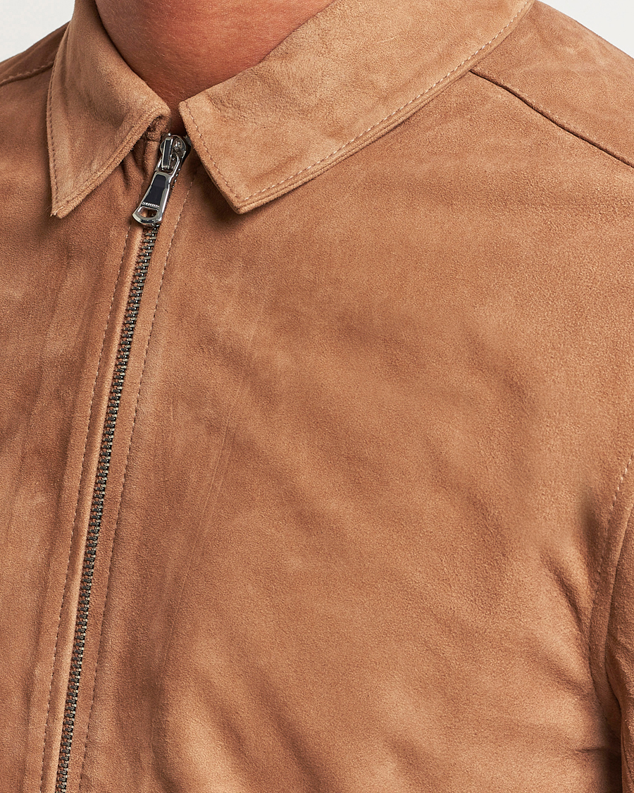 Mies | Takit | J.Lindeberg | Jonah Suede Zip Overshirt Chipmunk