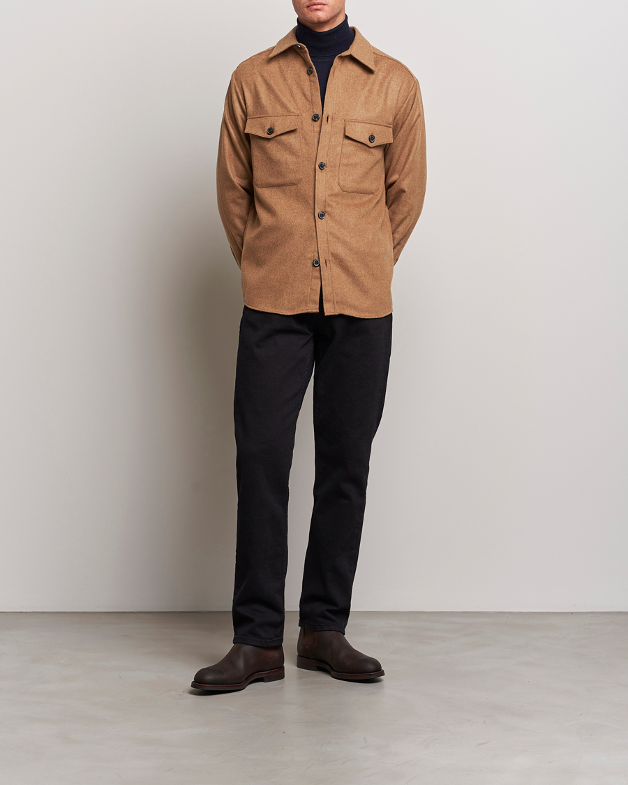 Mies | Kauluspaidat | J.Lindeberg | Flat Wool Overshirt Chipmunk