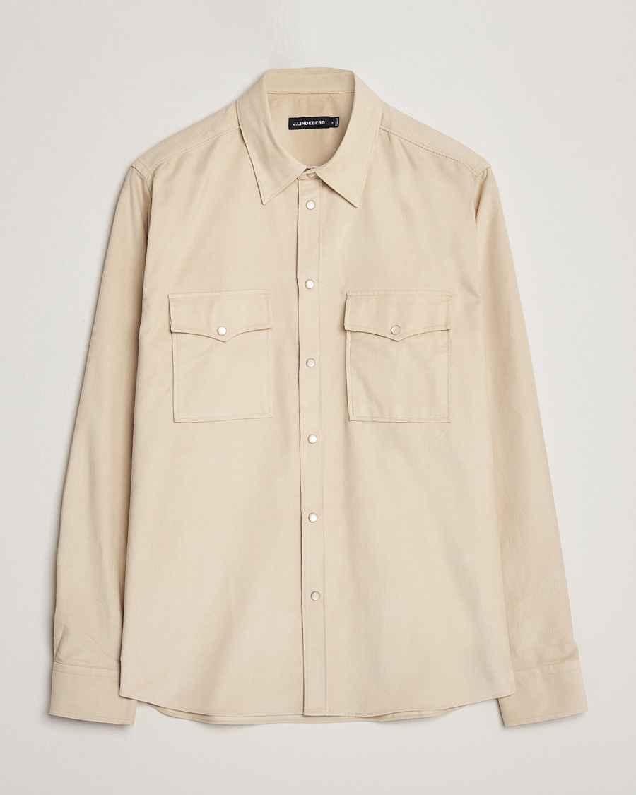 Mies | Kauluspaidat | J.Lindeberg | Carlos Reg Cord Shirt Oyster Grey