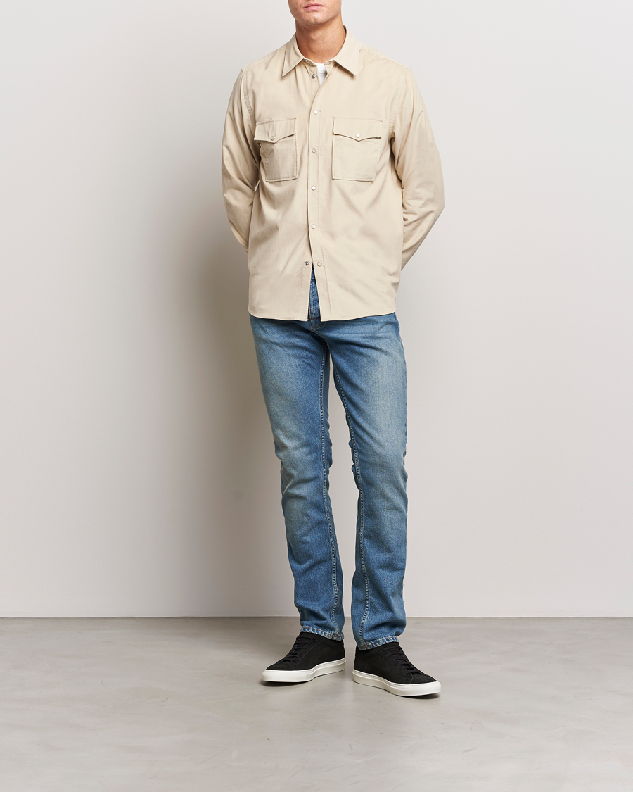 Mies | Kauluspaidat | J.Lindeberg | Carlos Reg Cord Shirt Oyster Grey