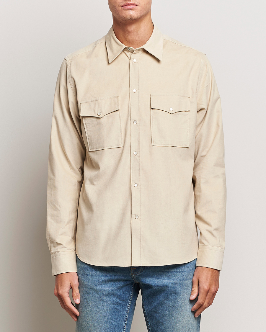 Mies | Kauluspaidat | J.Lindeberg | Carlos Reg Cord Shirt Oyster Grey