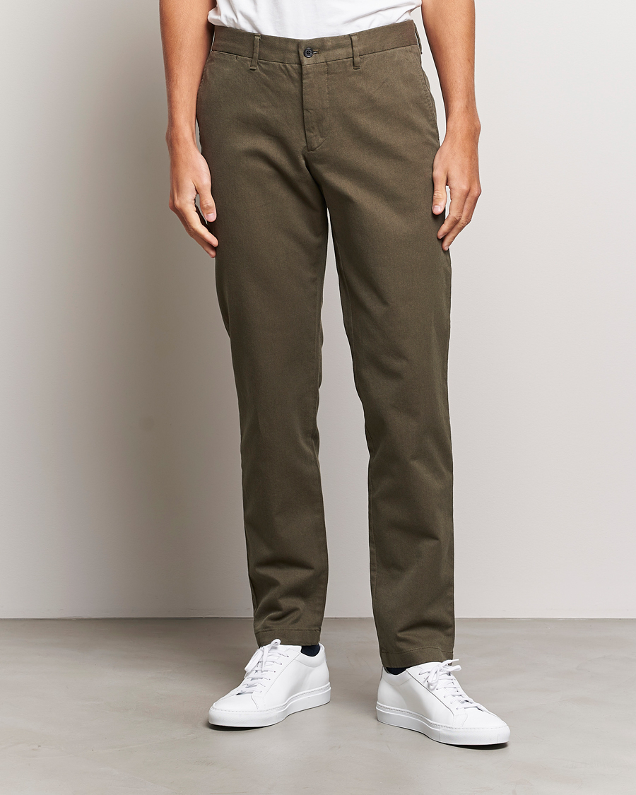 Mies | Flanellihousut | J.Lindeberg | Chaze Flannel Twill Pants Forest Green