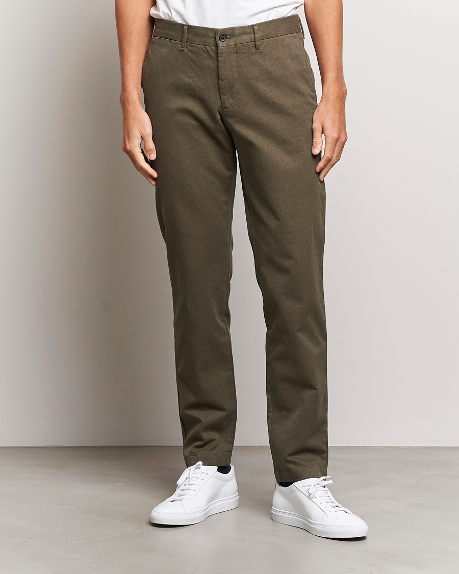 Mies | Housut | J.Lindeberg | Chaze Flannel Twill Pants Forest Green