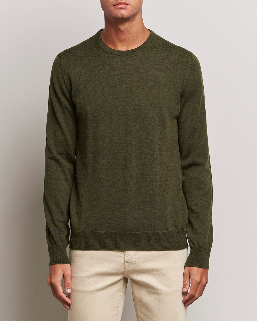 Mies | J.Lindeberg | J.Lindeberg | Lyle True Merino Crew Neck Pullover Forest Green