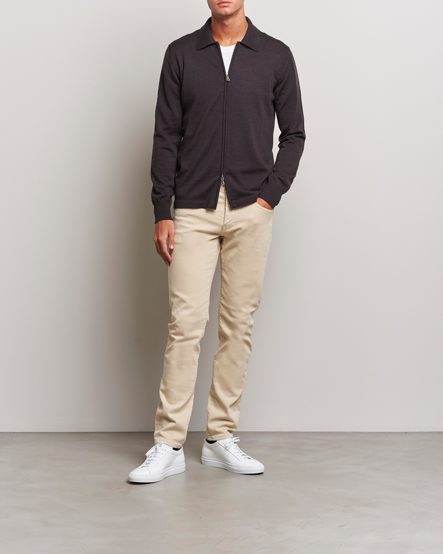 Mies | Puserot | J.Lindeberg | Nyle True Merino Zip Cardigan Delicioso