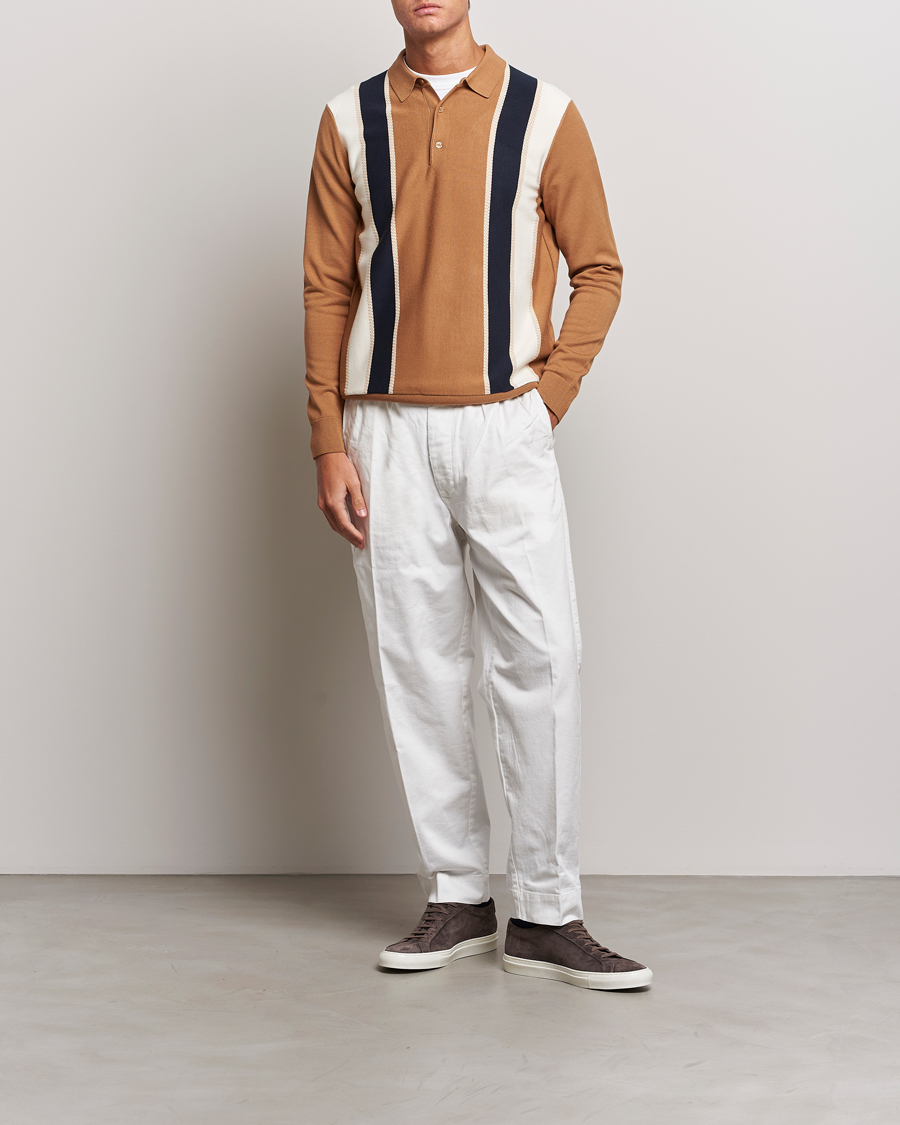 Mies | Puserot | J.Lindeberg | Heden Striped Knitted Polo Chipmunk