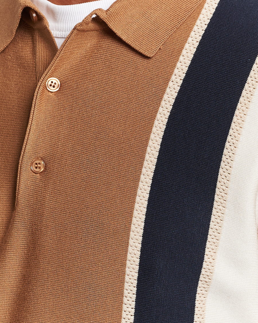 Mies | Puserot | J.Lindeberg | Heden Striped Knitted Polo Chipmunk