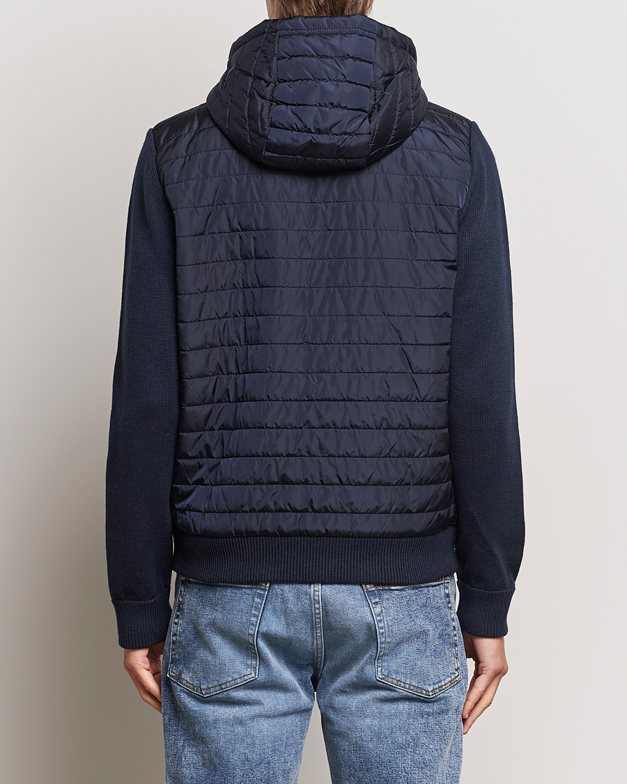 Mies | Puserot | J.Lindeberg | Pierre Knitted Hybrid Full Zip Hood Navy