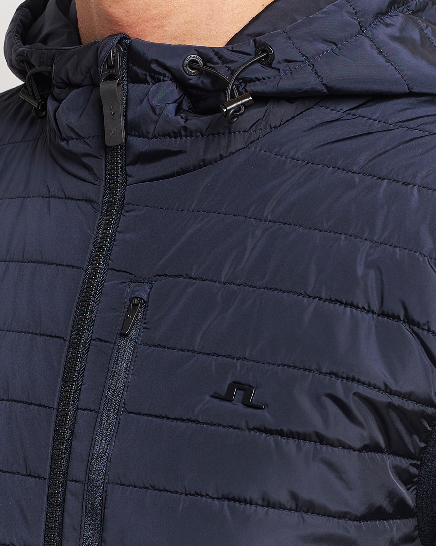 Mies | Puserot | J.Lindeberg | Pierre Knitted Hybrid Full Zip Hood Navy