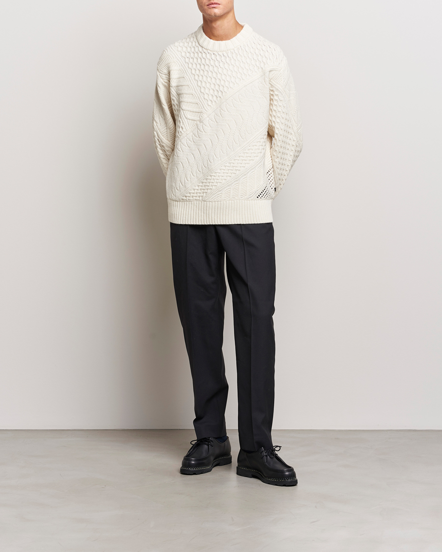 Mies | Puserot | J.Lindeberg | Savio Cable Knit Mock Neck Cloud White