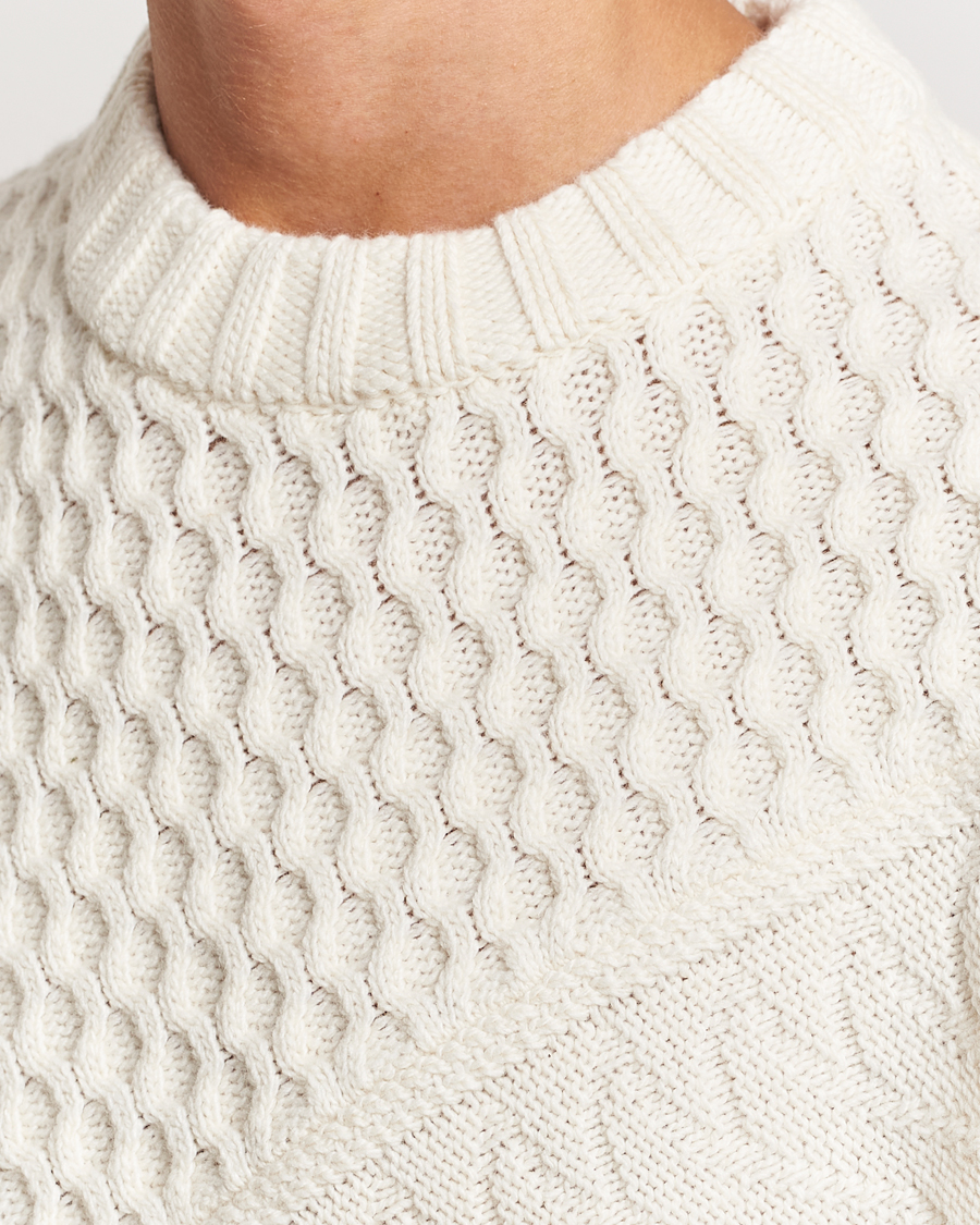 Mies | Puserot | J.Lindeberg | Savio Cable Knit Mock Neck Cloud White
