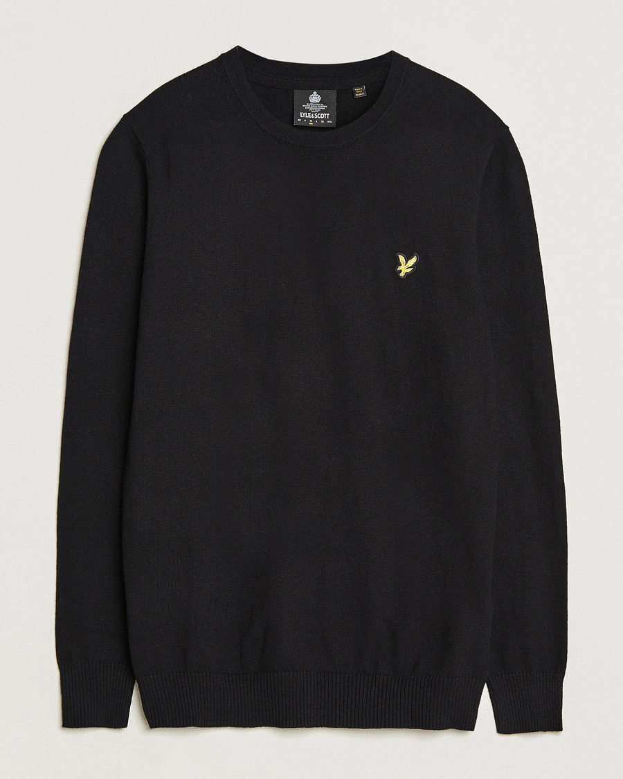 Mies | Puserot | Lyle & Scott | Cotton/Merino Crew Neck Jumper Jet Black