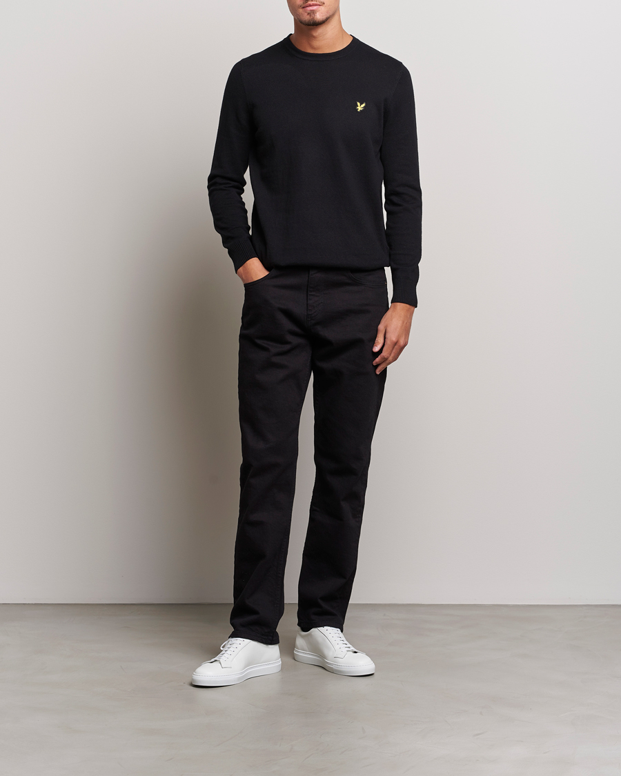 Mies | Puserot | Lyle & Scott | Cotton/Merino Crew Neck Jumper Jet Black