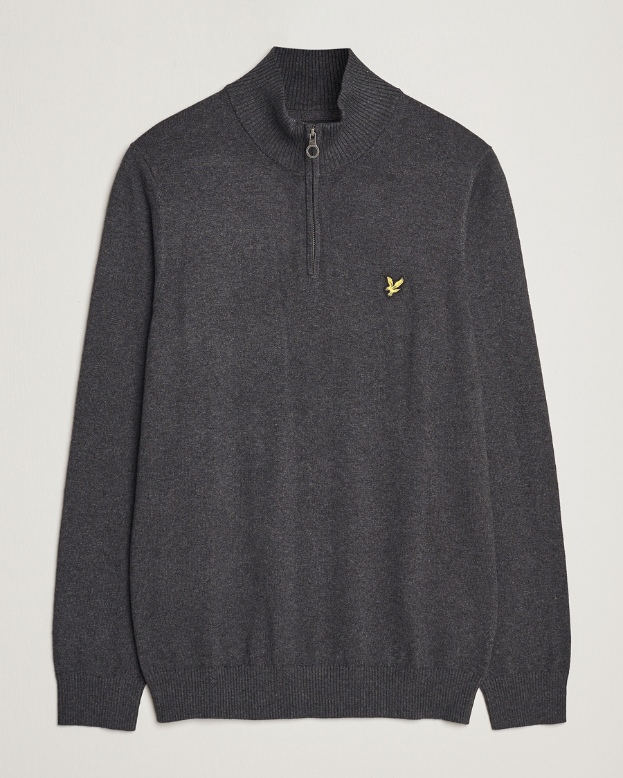 Mies | Puserot | Lyle & Scott | Cotton/Merino Half Zip Charcoal Marl