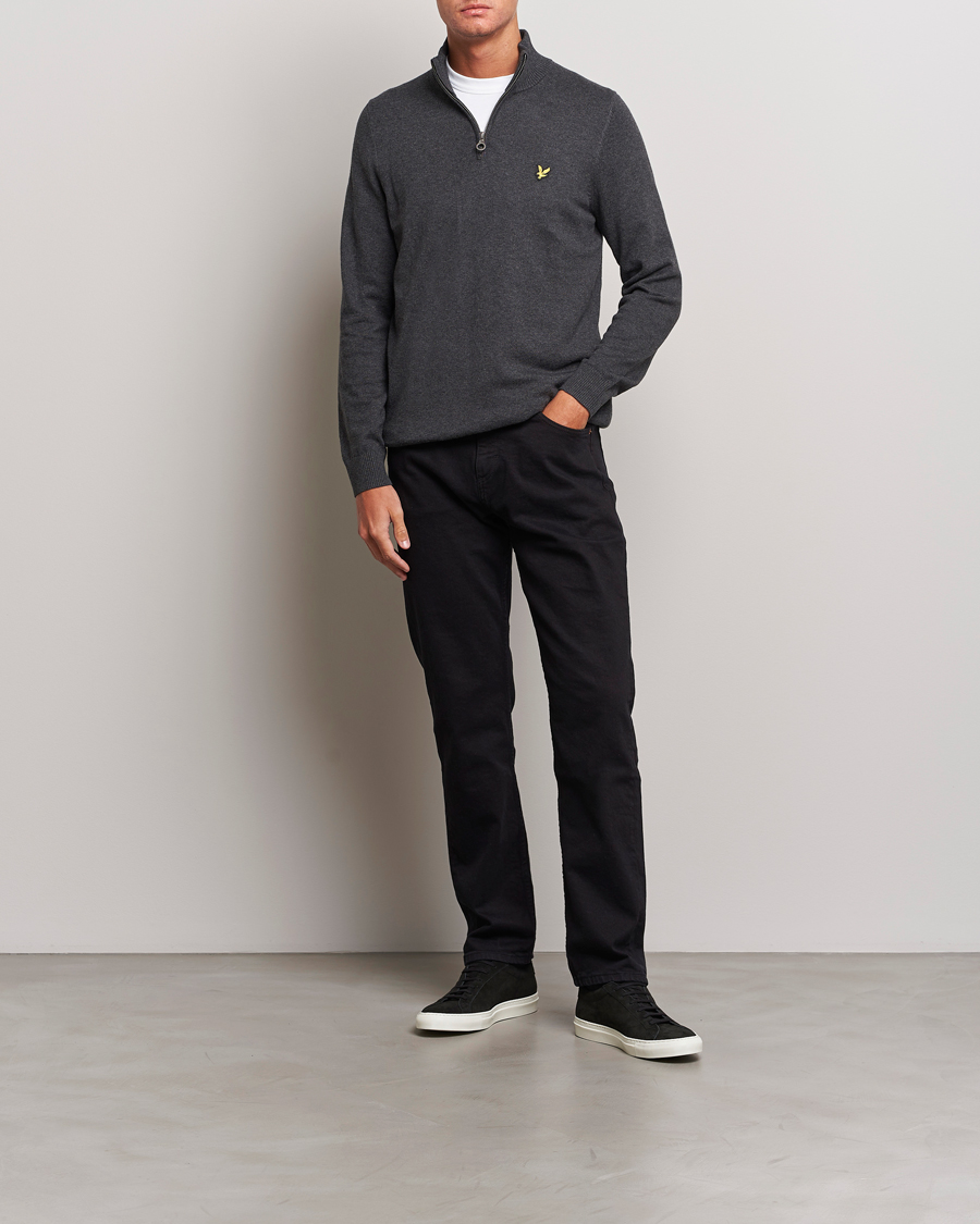 Mies | Puserot | Lyle & Scott | Cotton/Merino Half Zip Charcoal Marl