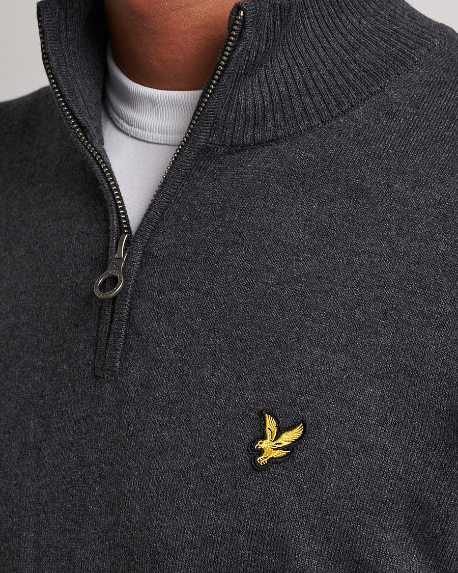 Mies | Puserot | Lyle & Scott | Cotton/Merino Half Zip Charcoal Marl