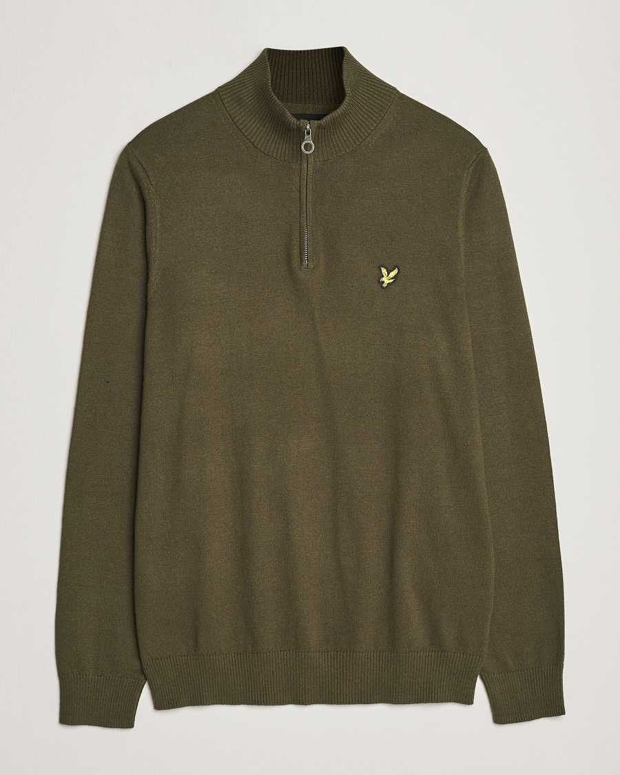 Mies | Puserot | Lyle & Scott | Cotton/Merino Half Zip Olive