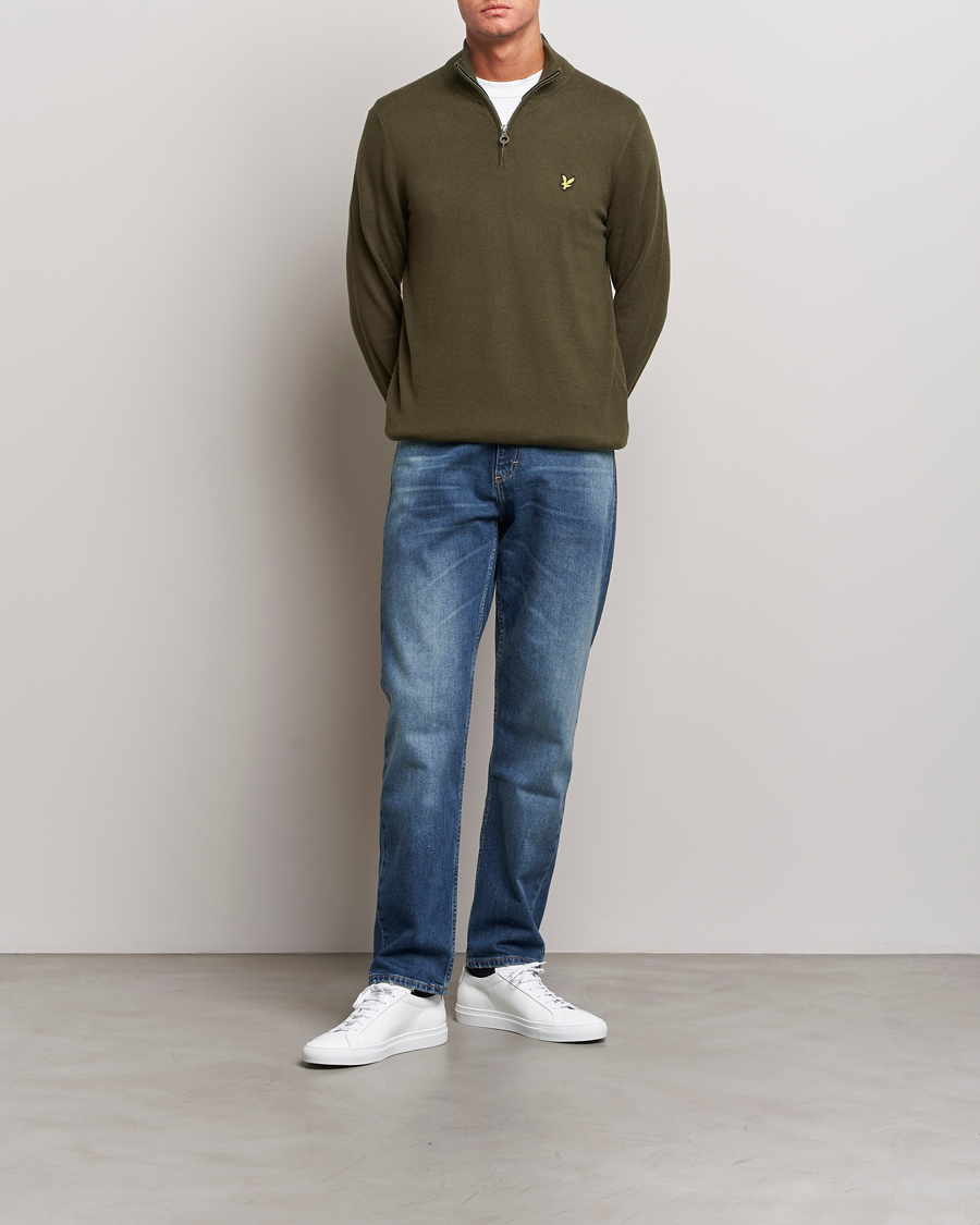 Mies | Puserot | Lyle & Scott | Cotton/Merino Half Zip Olive