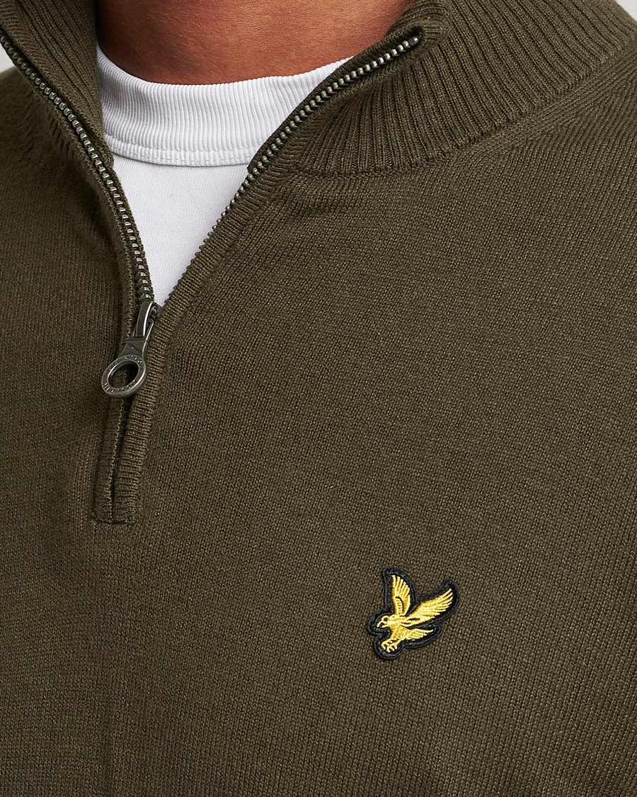 Mies | Puserot | Lyle & Scott | Cotton/Merino Half Zip Olive