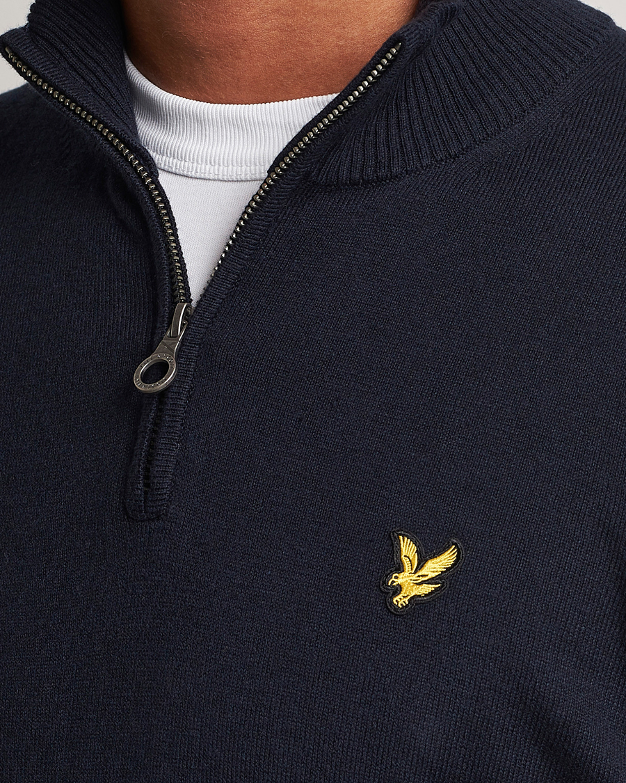 Mies | Puserot | Lyle & Scott | Cotton/Merino Half Zip Dark Navy