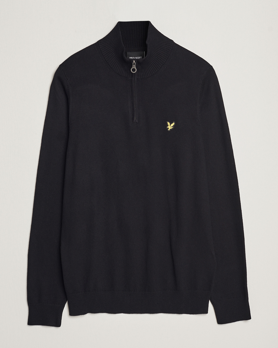 Mies | Puserot | Lyle & Scott | Cotton/Merino Half Zip Jet Black