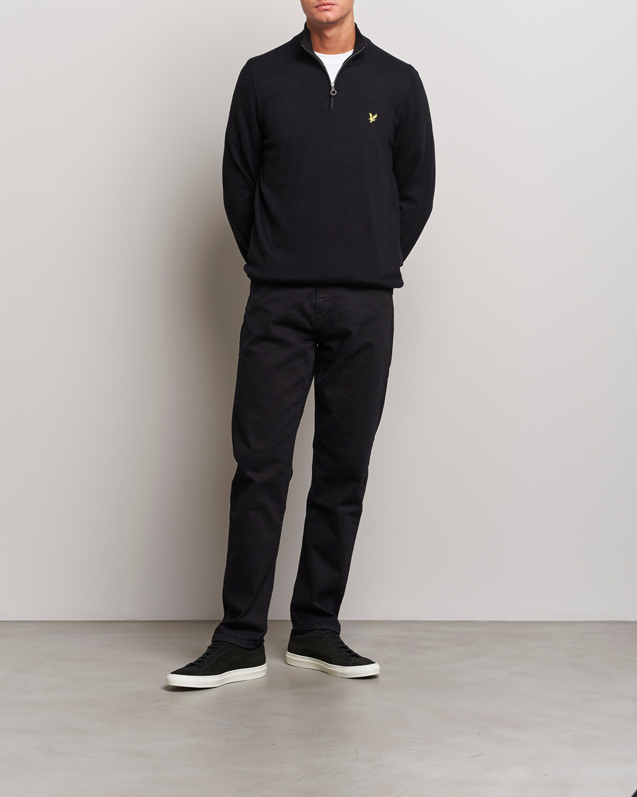 Mies | Puserot | Lyle & Scott | Cotton/Merino Half Zip Jet Black