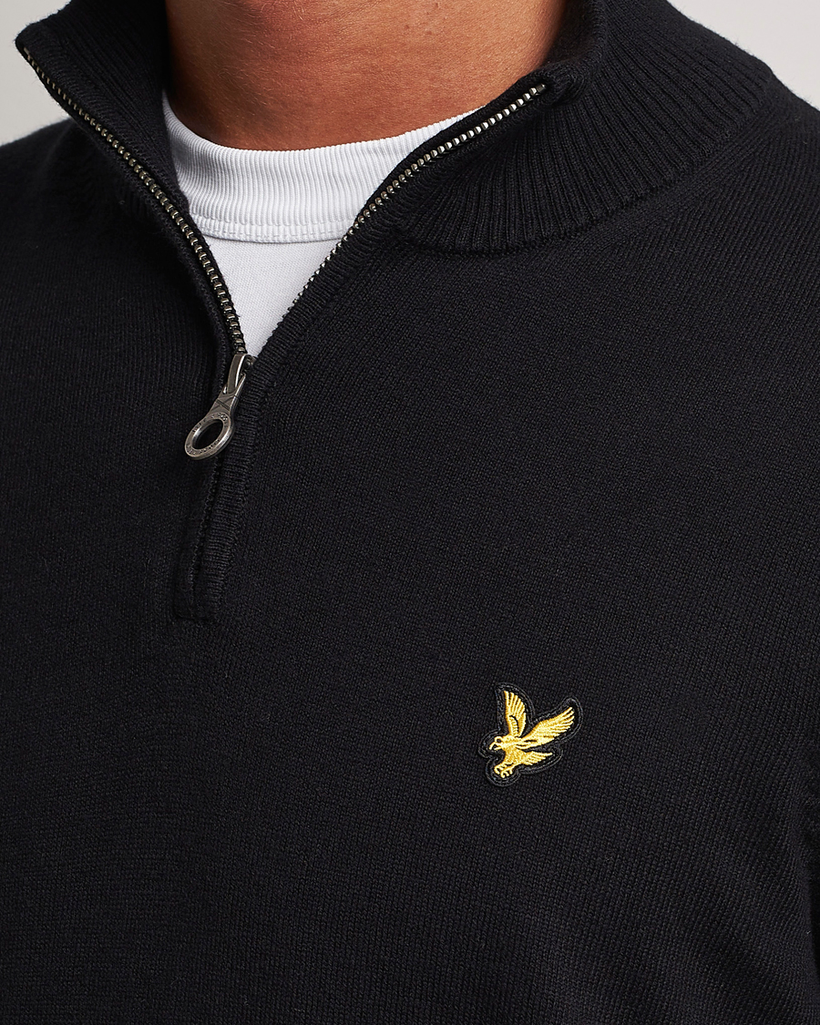 Mies | Puserot | Lyle & Scott | Cotton/Merino Half Zip Jet Black