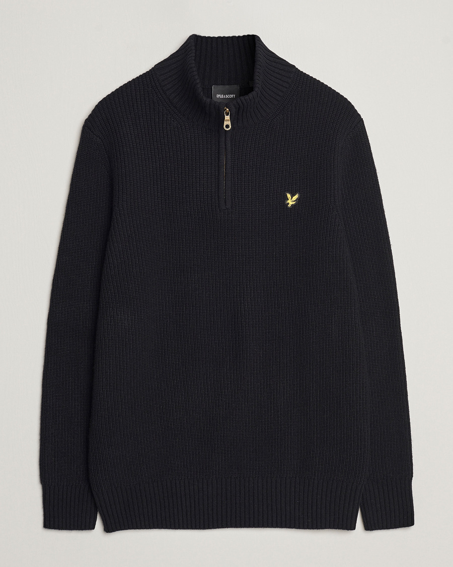 Mies |  | Lyle & Scott | Heavy Ribbed Knitted Half Zip Jet Black