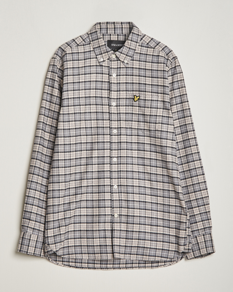 Mies | Kauluspaidat | Lyle & Scott | Checked Flannel Button Down Shirt Cove White