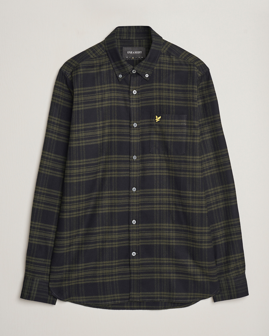 Mies | Kauluspaidat | Lyle & Scott | Checked Flannel Button Down Shirt Mountain Moss