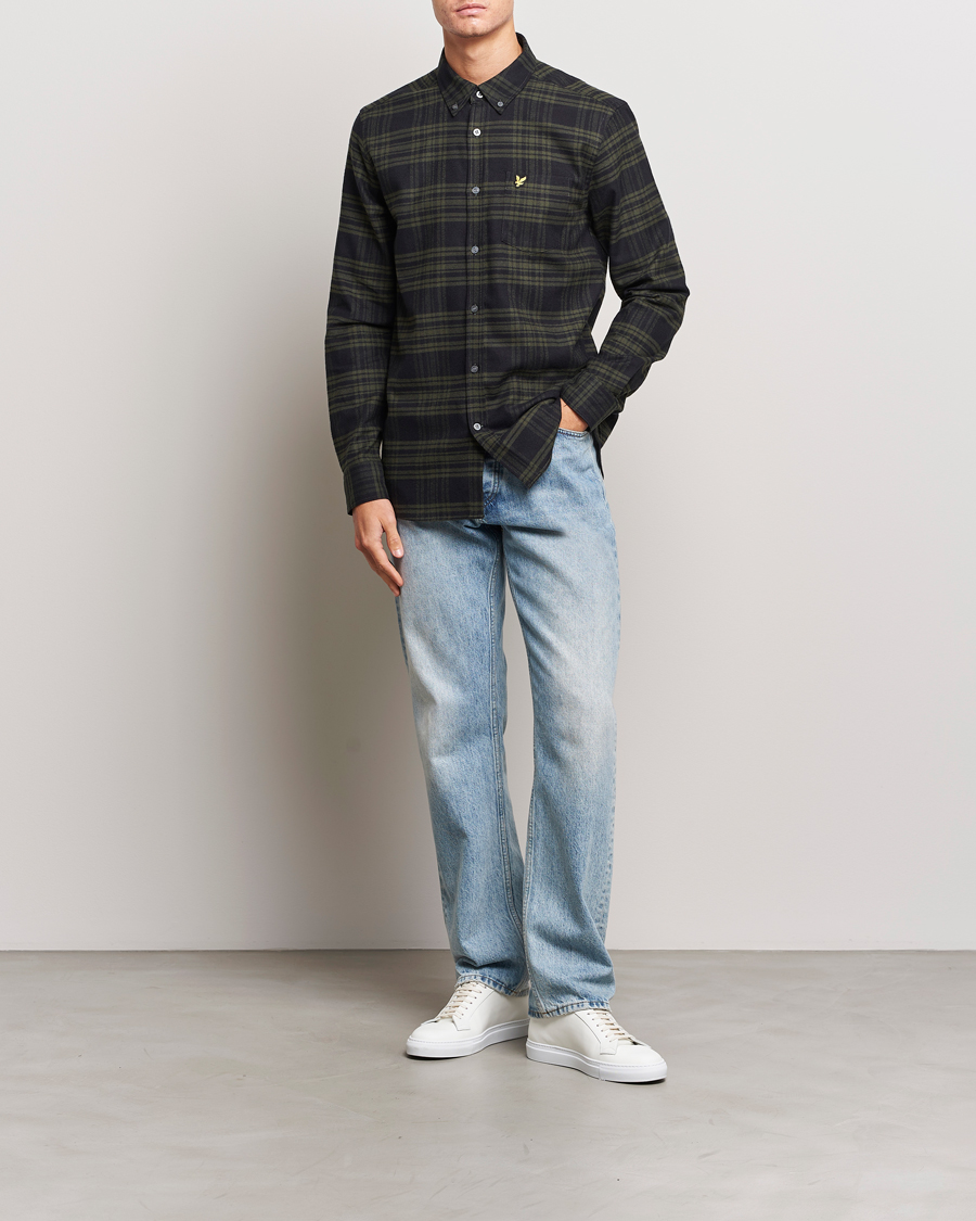 Mies | Kauluspaidat | Lyle & Scott | Checked Flannel Button Down Shirt Mountain Moss