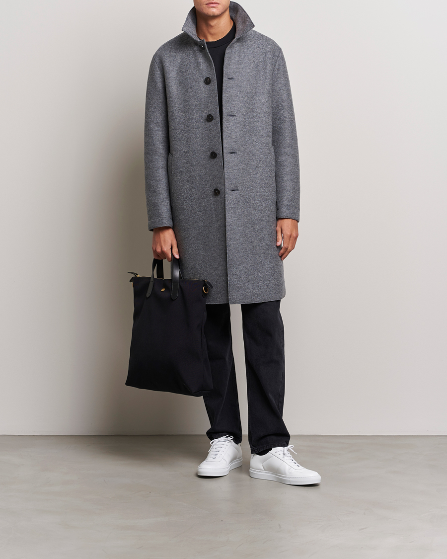 Mies | Takit | Harris Wharf London | Pressed Wool Mac Coat Grey Moul