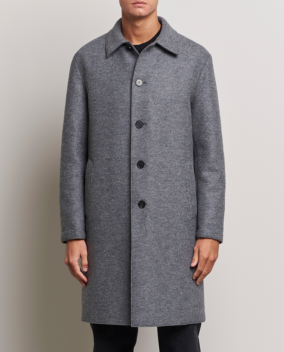 Mies | Harris Wharf London | Harris Wharf London | Pressed Wool Mac Coat Grey Moul