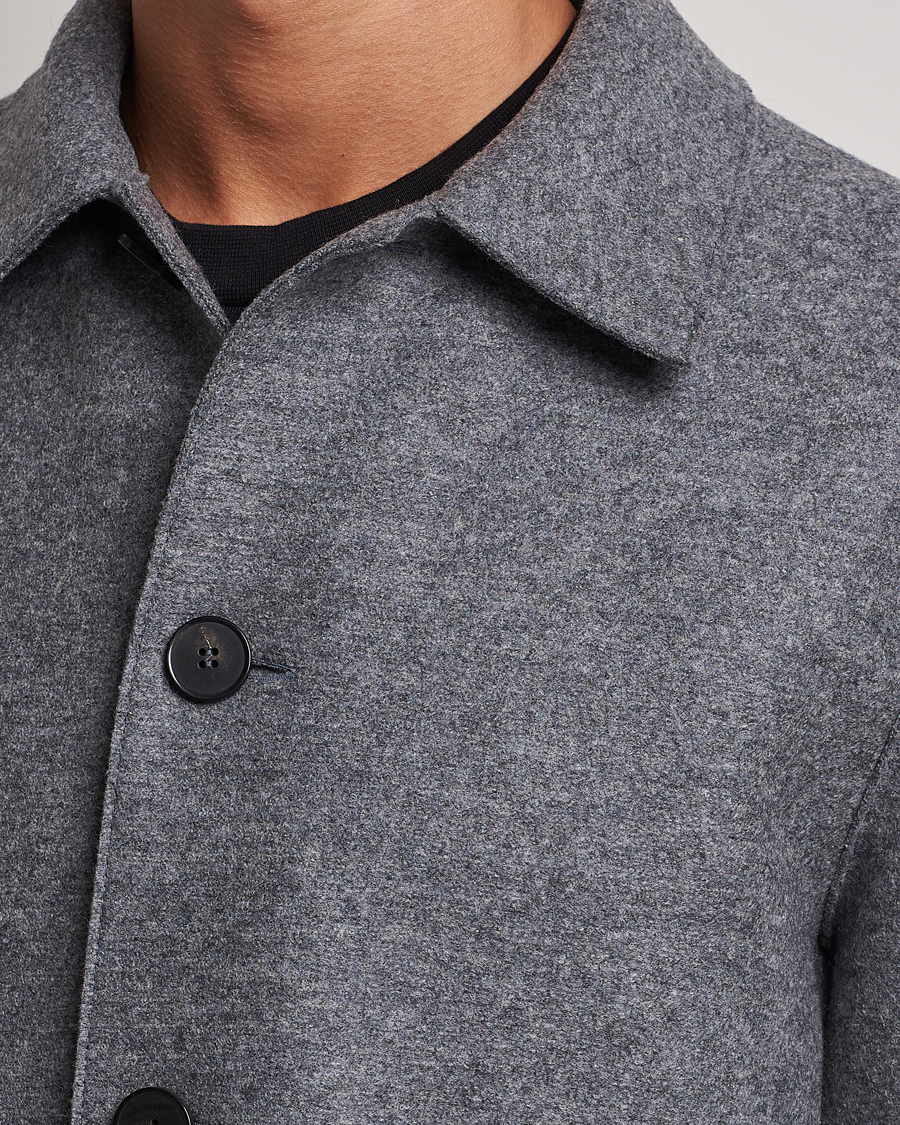 Mies | Takit | Harris Wharf London | Pressed Wool Mac Coat Grey Moul
