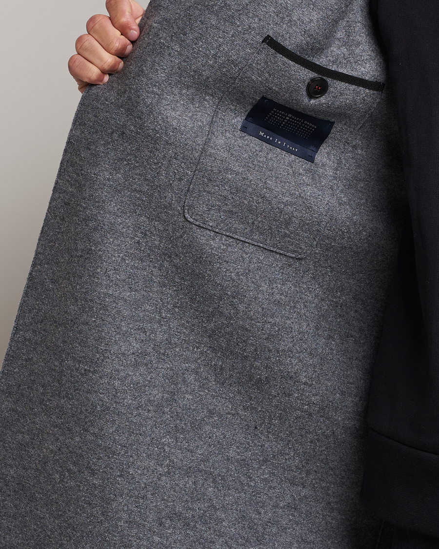 Mies | Takit | Harris Wharf London | Pressed Wool Mac Coat Grey Moul