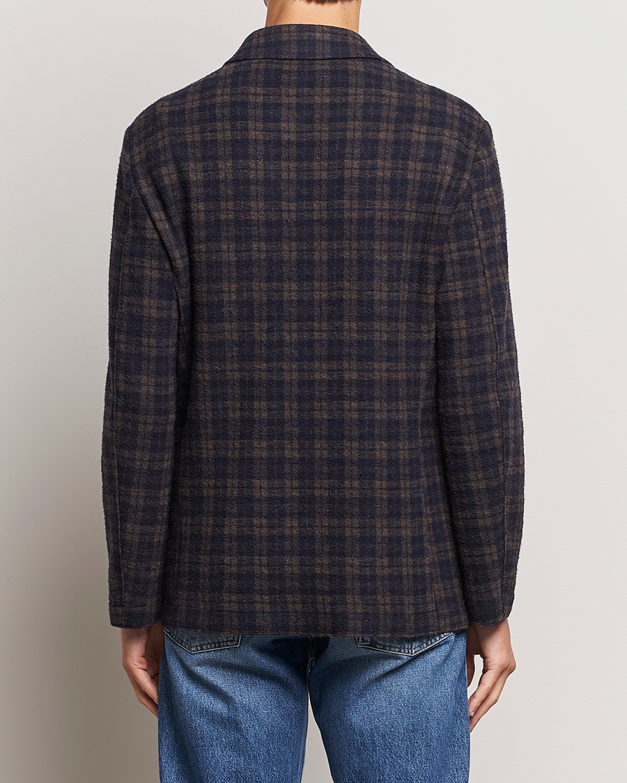 Mies | Pikkutakit | Harris Wharf London | Dropped Shoulder Checked Jacket Navy/Brown