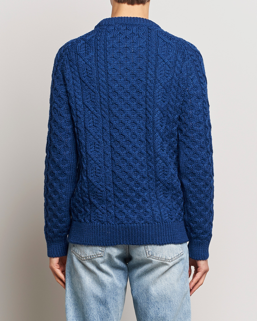 Mies | Puserot | Peregrine | Hudson Wool Aran Knitted Jumper Cobalt