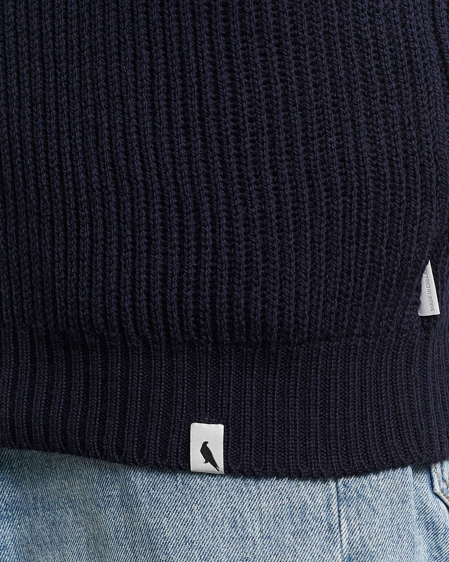 Mies | Puserot | Peregrine | Ford Knitted Wool Half Zip Navy