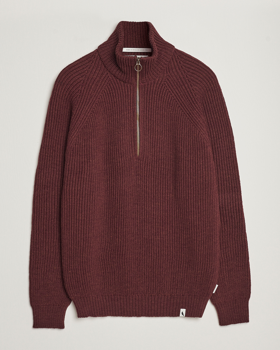Mies | Half-zip | Peregrine | Ford Knitted Wool Half Zip Shiraz