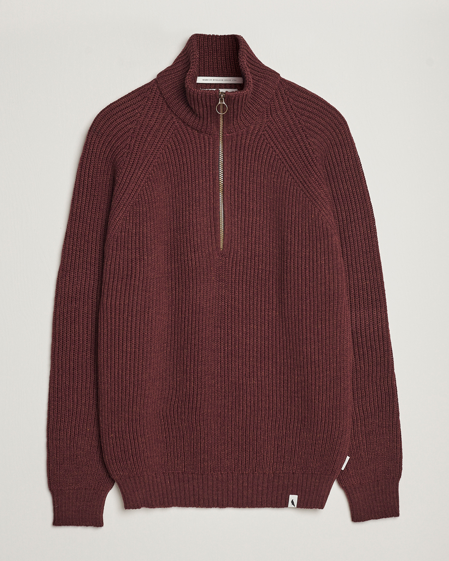 Mies | Puserot | Peregrine | Ford Knitted Wool Half Zip Shiraz