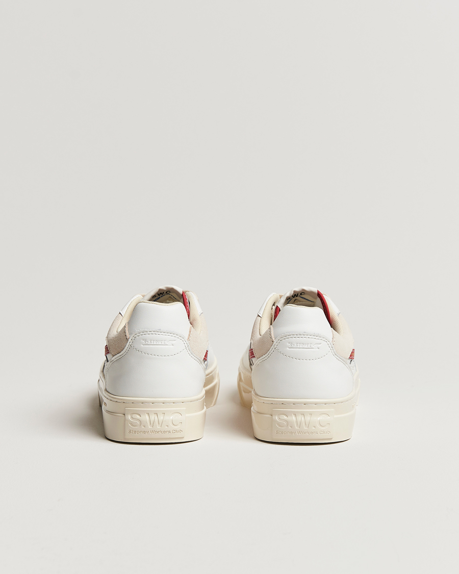 Mies | Stepney Workers Club Pearl S-Strike Leather Sneaker White/Red | Stepney Workers Club | Pearl S-Strike Leather Sneaker White/Red