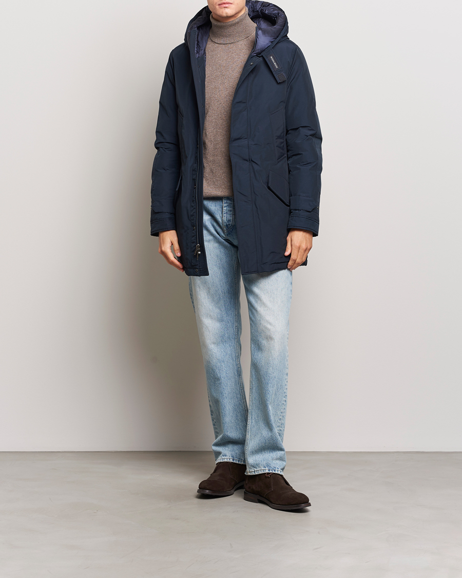 Mies | Takit | Woolrich | Polar High Collar Parka Melton Blue