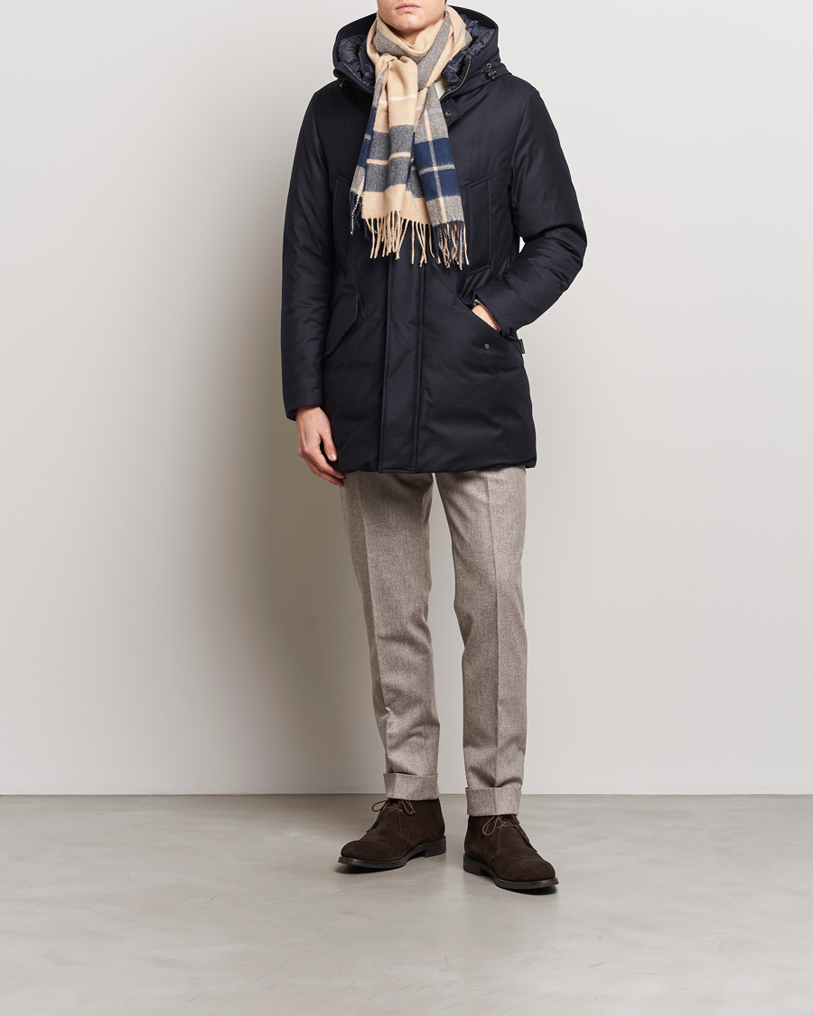 Mies | Takit | Woolrich | Luxe Loro Piana Long Parka Melton Blue