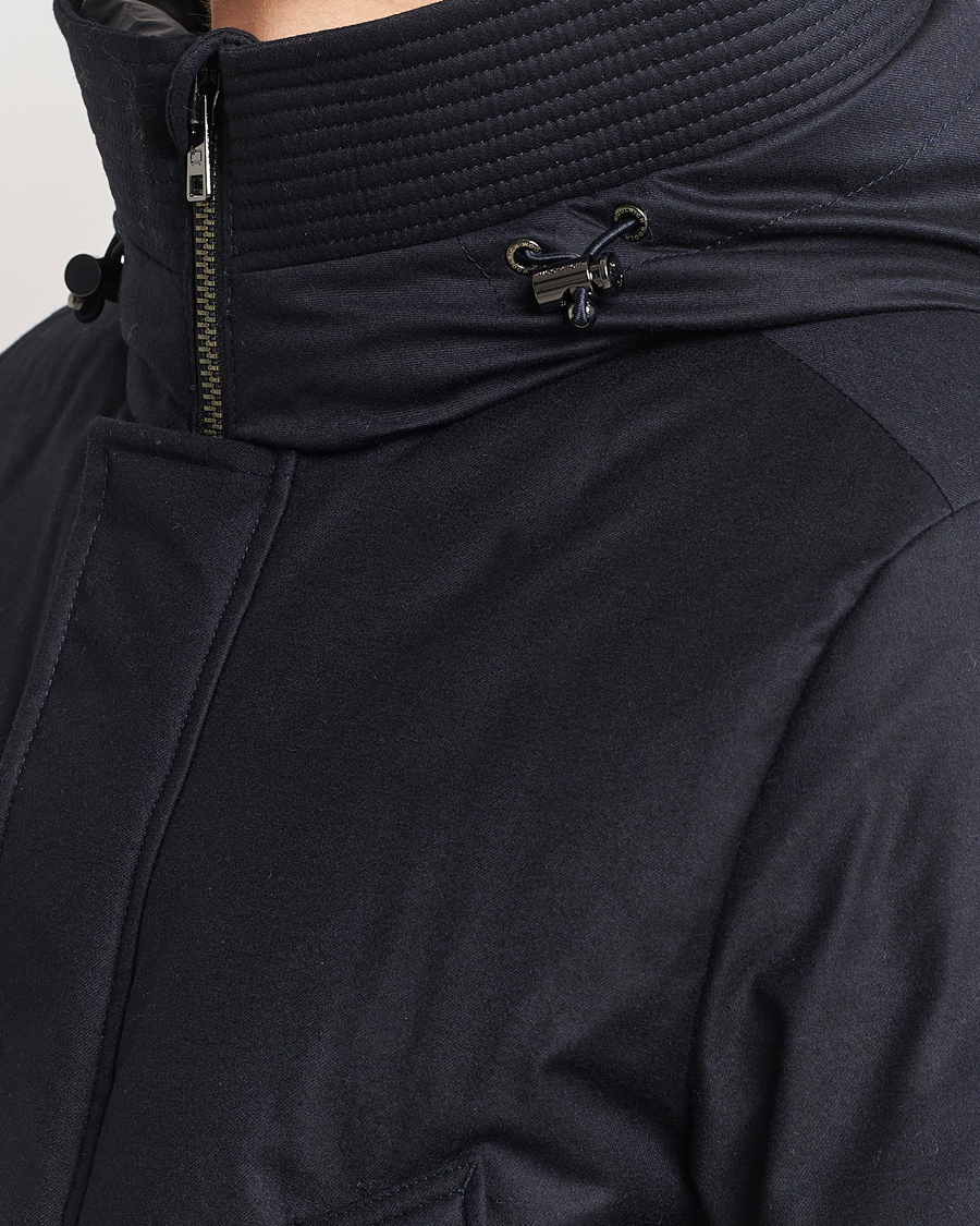 Mies | Takit | Woolrich | Luxe Loro Piana Long Parka Melton Blue
