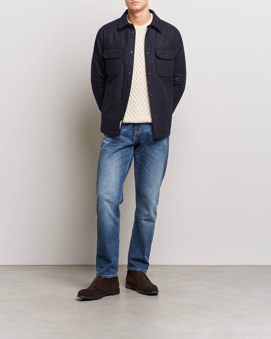 Mies | Takit | Woolrich | Alaskan Melton Wool Overshirt Melton Blue