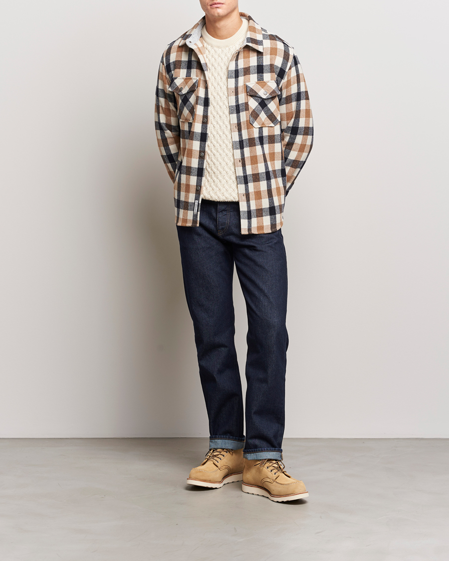 Mies | Kauluspaidat | Woolrich | Alaskan Melton Wool Overshirt White Buffalo