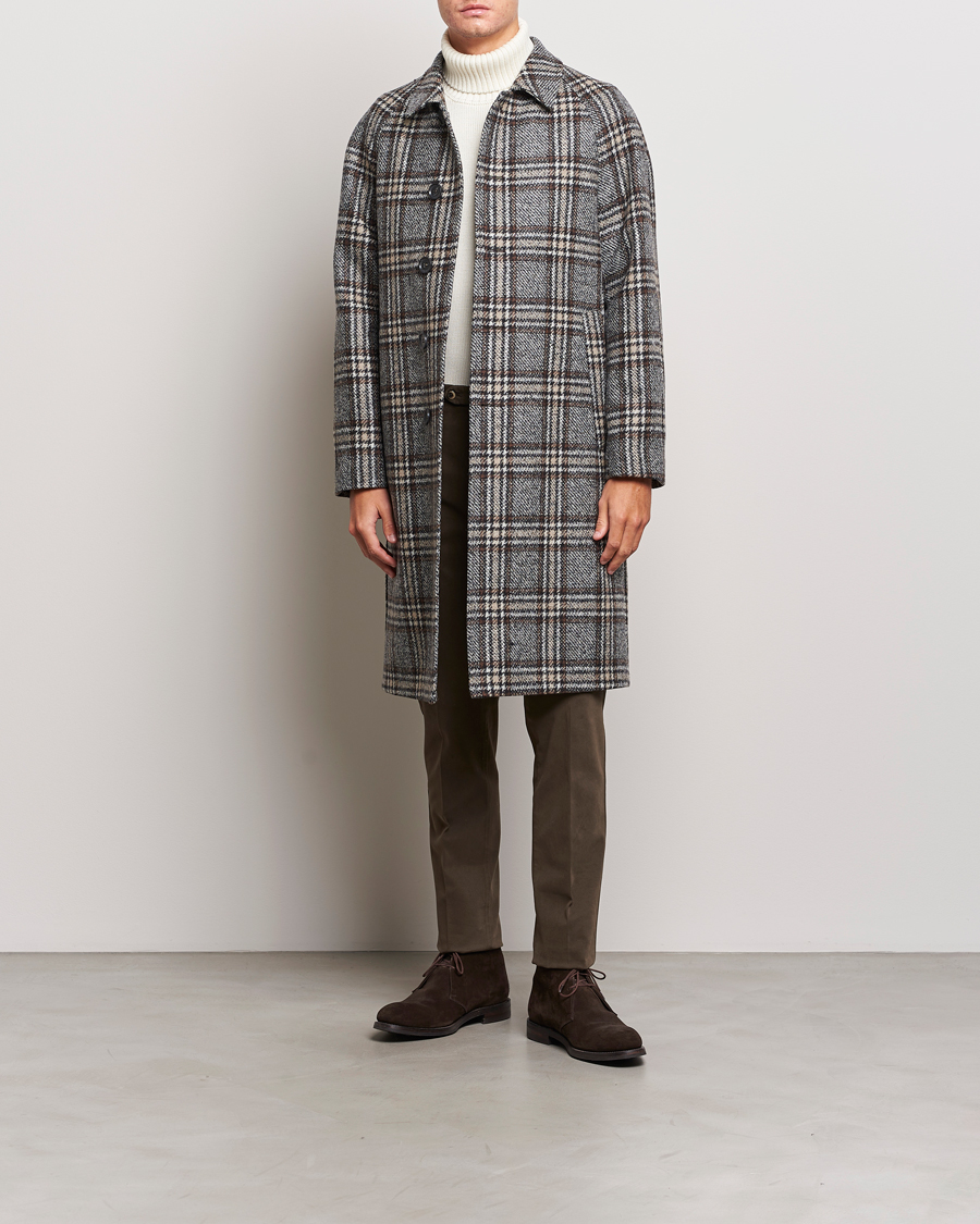 Mies | Takit | Oscar Jacobson | Sala Checked Raglan Wool Coat Brown