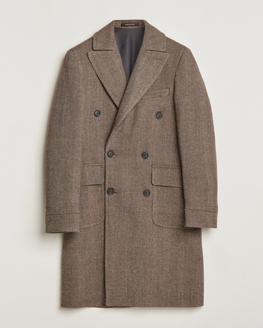 Mies |  | Oscar Jacobson | Polo Wool Herringbone Coat Brown